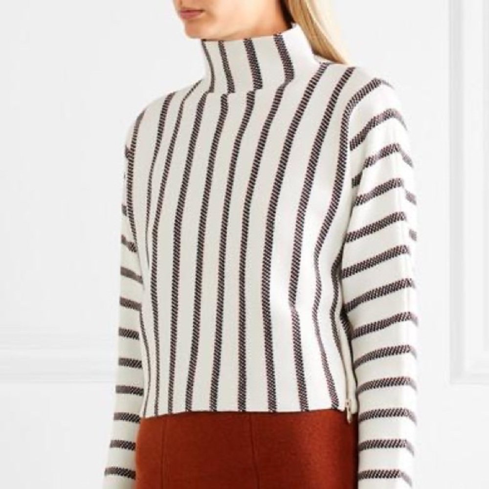 MAJE JACQUARD-KNIT TURTLENECK SWEATER IN SIZE 1